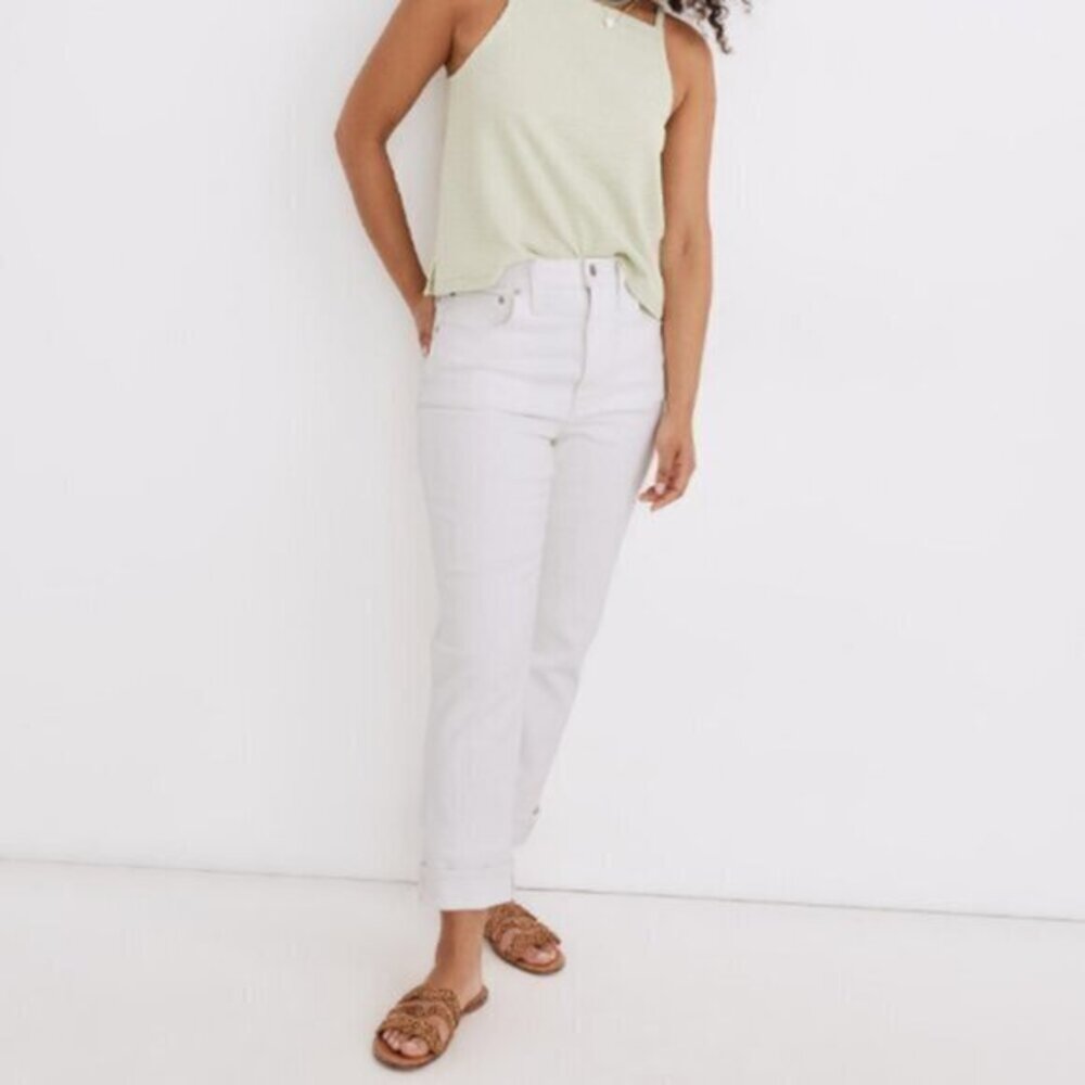 NWT Madewell The Tall High-Rise Slim Boyjean in Tile White 25T